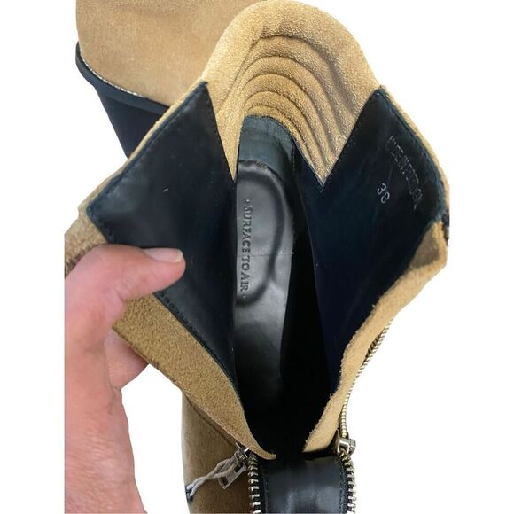 Surface To Air Suede Leather Chunky Heel Ankle Booties in Beige Size 38 EU 7.5 U - Picture 6 of 8